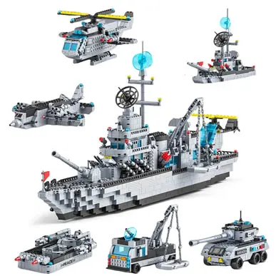 MILITARY BATTLESHIP BUILDING BLOCKS TOY