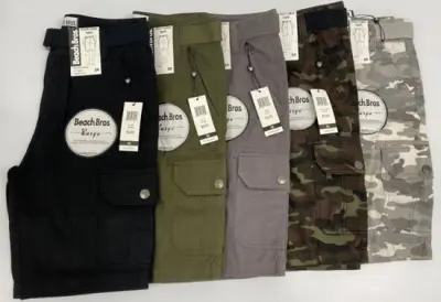 BEACH BROS™ MEN BELTED CARGO TWILL SHORTS