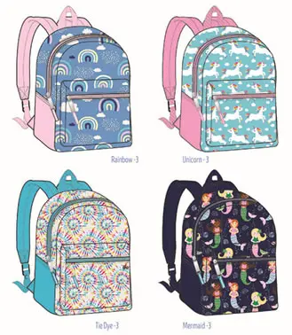 GIRL'S PRINTED BACKPACK WITH ZIPPER POCKETS