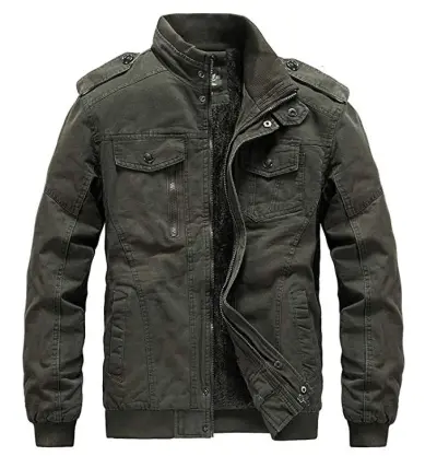 FUR  LINED COTTON MILITARY JACKET