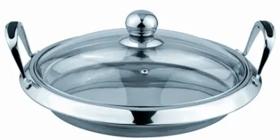 TWO PCS GRIDDLE W/GLASS LID-1021