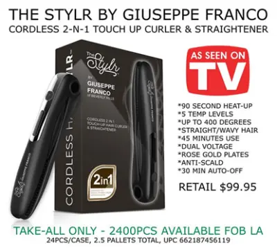 CORDLESS 2-IN-1 HAIR CURLER AND STRAIGHTENER