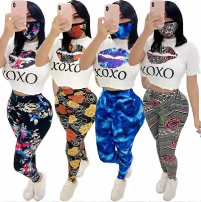 THREE PCS FLORAL SUMMER LEGGINGS