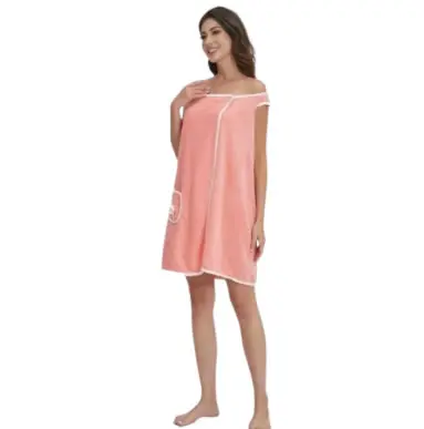 WOMEN'S SOFT WRAP BATH ROBE WITH POCKETS