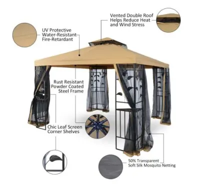 10x10 FT OUTDOOR GAZEBO STEEL FRAME