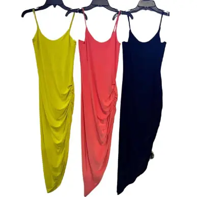 WOMEN SIDE RUCHED SPAGHETTI STRAP DRESSES