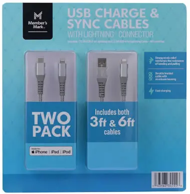 3FT & 6FT 2-PACK APPLE USB LIGHTENING CABLES