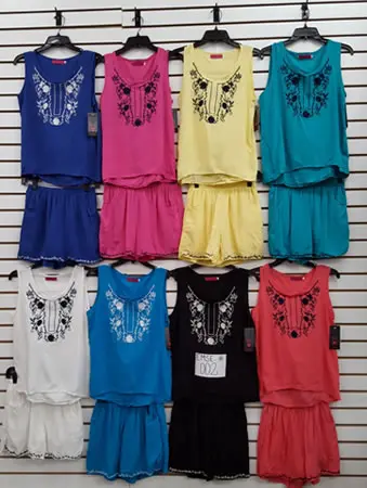 WOMEN'S SHORT & PANTS SET WITH EMBROIDERY AND POCKET