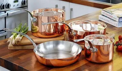 6 PIECES  3 LAYER COPPER COOKING SET