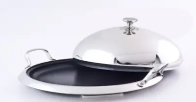 TWO PCS GRIDDLE W/DOME LID-304